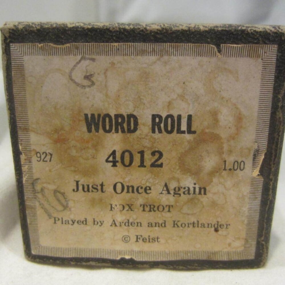 PLAYER PIANO music scroll QRS Word Roll 4012 Just Once Again Fox Trot VINTAGE